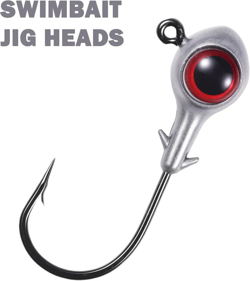 FISHCORNER Fishing Jig Head Oversized 3D Eyes Jigheads Swimbait Jig Heads for Fishing Saltwater Freshwater Bass Trout Walleye Redfish Striper 1/8oz 3/16oz 1/4oz 3/8oz - Image 2